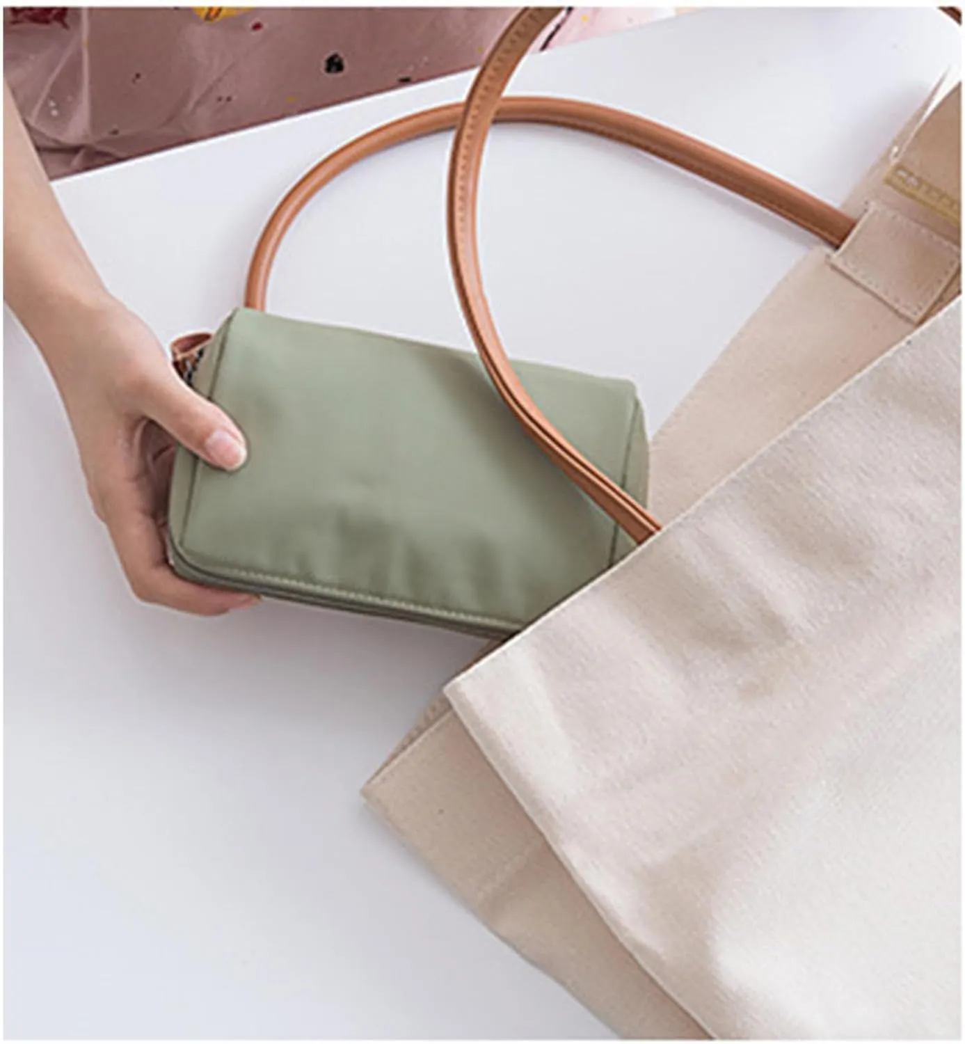 Tidynook Makeup Bag Small, Minimalist Travel Cosmetic Pouch Portable Clutch Women and Girls (Green, Small)