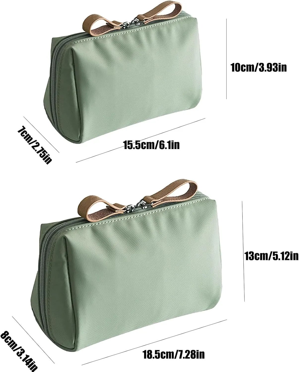 Tidynook Makeup Bag Small, Minimalist Travel Cosmetic Pouch Portable Clutch Women and Girls (Green, Small)