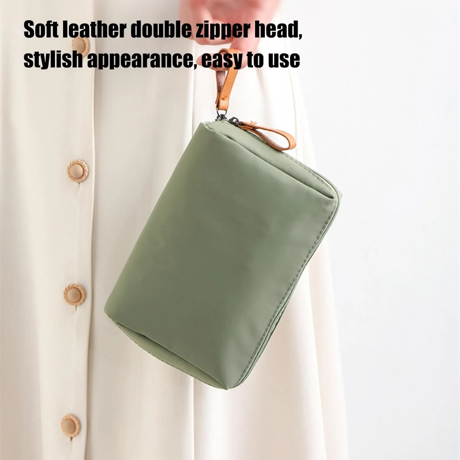 Tidynook Makeup Bag Small, Minimalist Travel Cosmetic Pouch Portable Clutch Women and Girls (Green, Small)