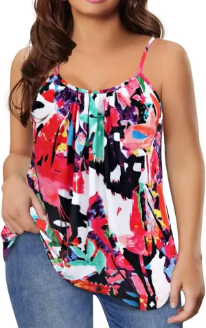 TIYOMI Plus Size Tank Tops for Women Adjustable Strap Cami Buttons V Neck Vest Holiday Suspenders Summer Camisole XL-5XL
