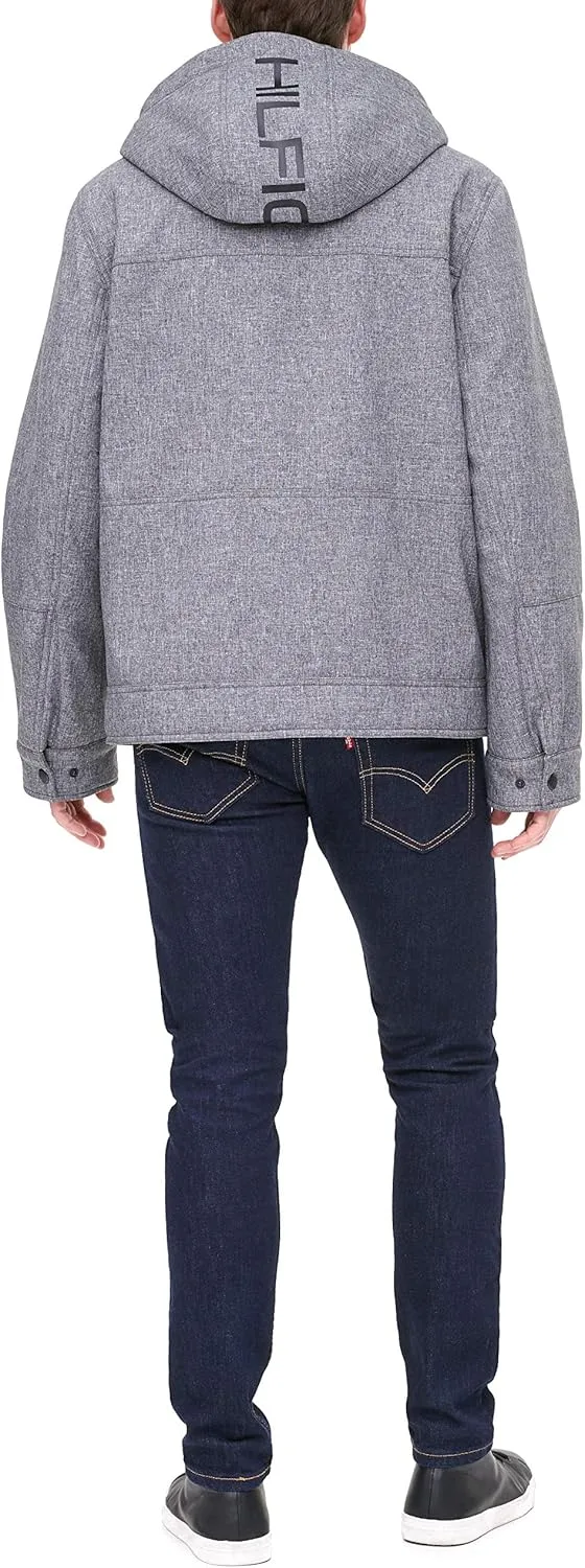 Tommy Hilfiger Mens Hooded Soft Shell Sherpa Lined Performance Field Jacket