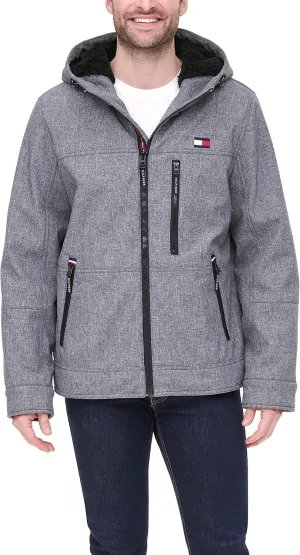Tommy Hilfiger Mens Hooded Soft Shell Sherpa Lined Performance Field Jacket