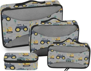 Travel Cubes for Packing Set of 4 Luggage Cubes for Packing Travel Cubes for Luggage Packing Cubs Tractors Vehicles