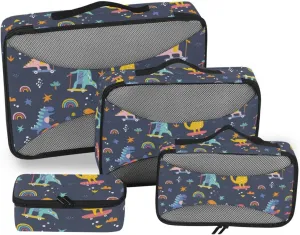 Travel Cubes Set of 4 Luggage Organizers for Suitcase Packing Cubes for Travel Women Oacking Cubes Cartoon Scooter Dinosaur