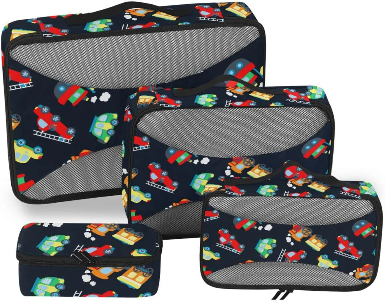 Travel Packing Cubes 4 Set Luggage Cubes for Packing Travel Organizer Bags for Luggage Packing Cunes Cute Vehicles Pattern