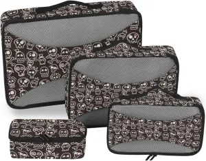 Travel Packing Cubes 4 Set Luggage Organizer Traveling Packing Cubes Paxking Cubes Skulls Seamless