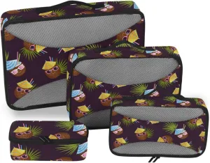 Travel Packing Cubes 4 Set Luggage Organizers for Suitcase Packing Organizers for Luggage Packing Cubea Cute Cconuts Vector