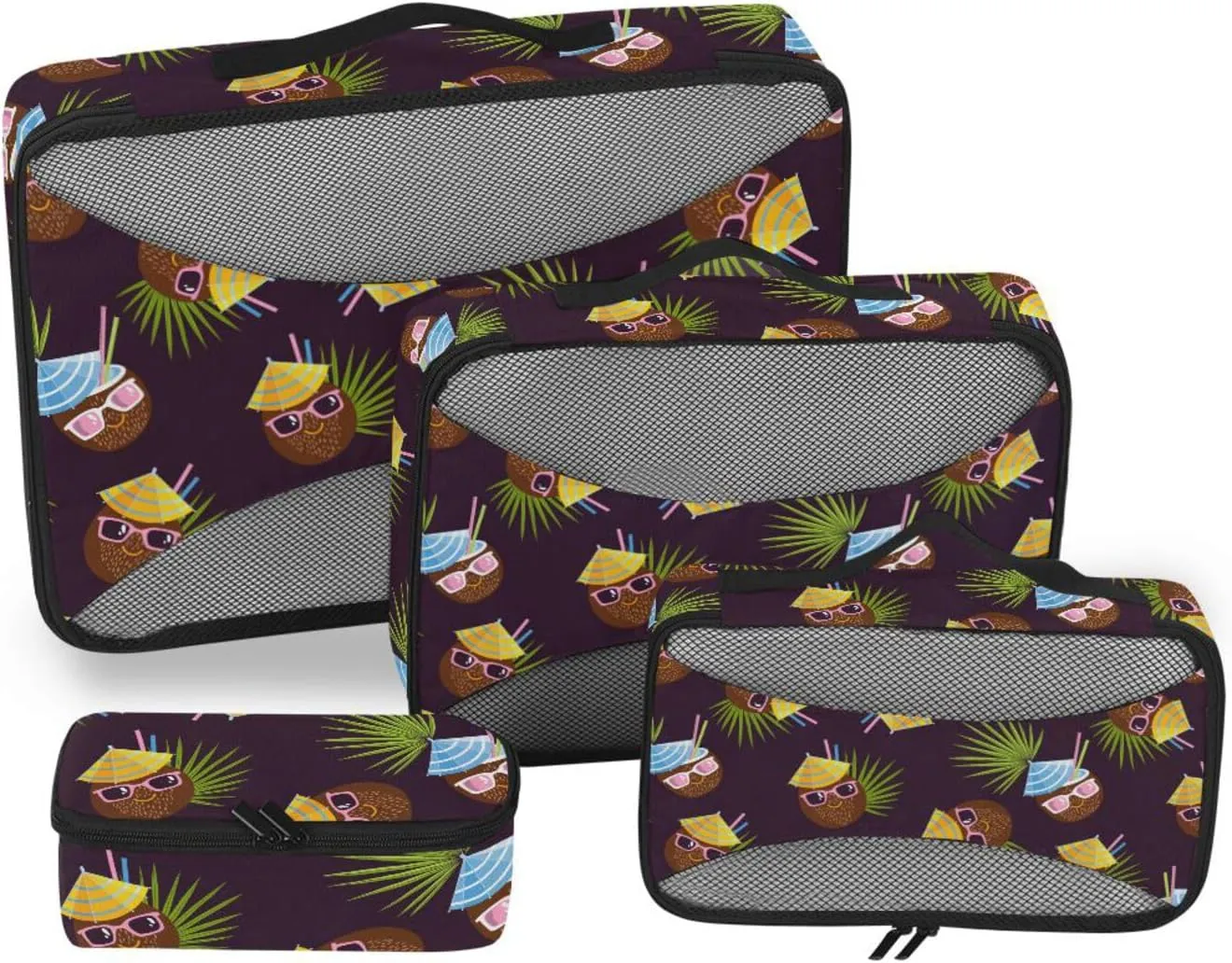 Travel Packing Cubes 4 Set Luggage Organizers for Suitcase Packing Organizers for Luggage Packing Cubea Cute Cconuts Vector