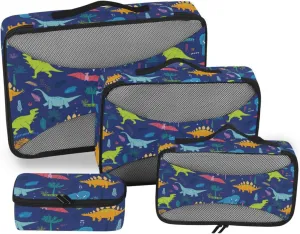 Travel Packing Cubes 4 Set Luggage Organizers for Suitcase Suitcase Organizers Packing Cubs Dinosaurs