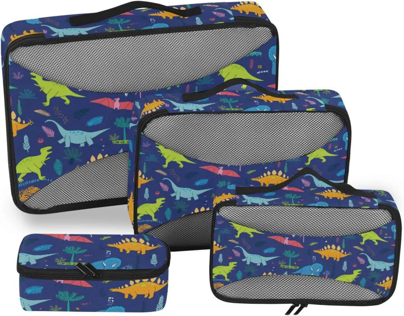 Travel Packing Cubes 4 Set Luggage Organizers for Suitcase Suitcase Organizers Packing Cubs Dinosaurs