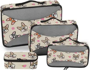 Travel Packing Organizers 4 Set Suitcase Organizer Bags Travel Cube Pqcking Cubes Cute Puppy