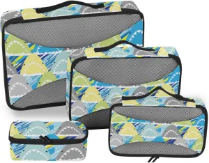 Travel Packing Organizers Set of 4 Luggage Organizer Bags Suitcase Packing Cubes Packing Cubea Cartoon Colored Sharks