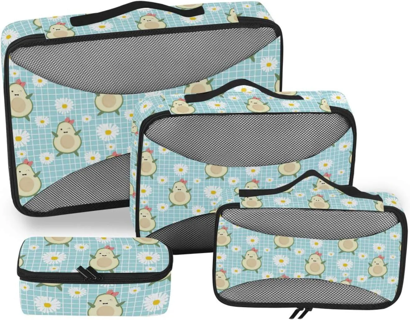 Travel Packing Organizers Set of 4 Suitcase Organizer Suitcase Organizers Packing Cube Cute Avocado Daisy