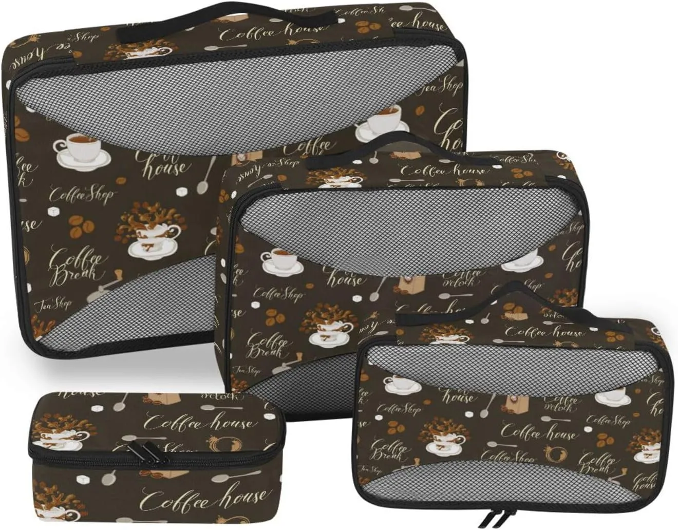 Travel Packing Organizers Set of 4 Suitcase Organizer Traveling Packing Cubes Pqcking Cubes Coffee Vector