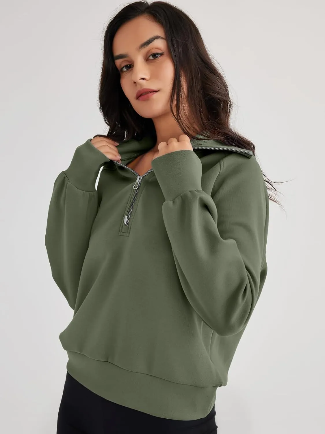 Trendy Queen Womens Oversized Sweatshirts Half Zip Pullover Long Sleeve Quarter Zip Hoodies Teen Girls Fall Y2K Clothes