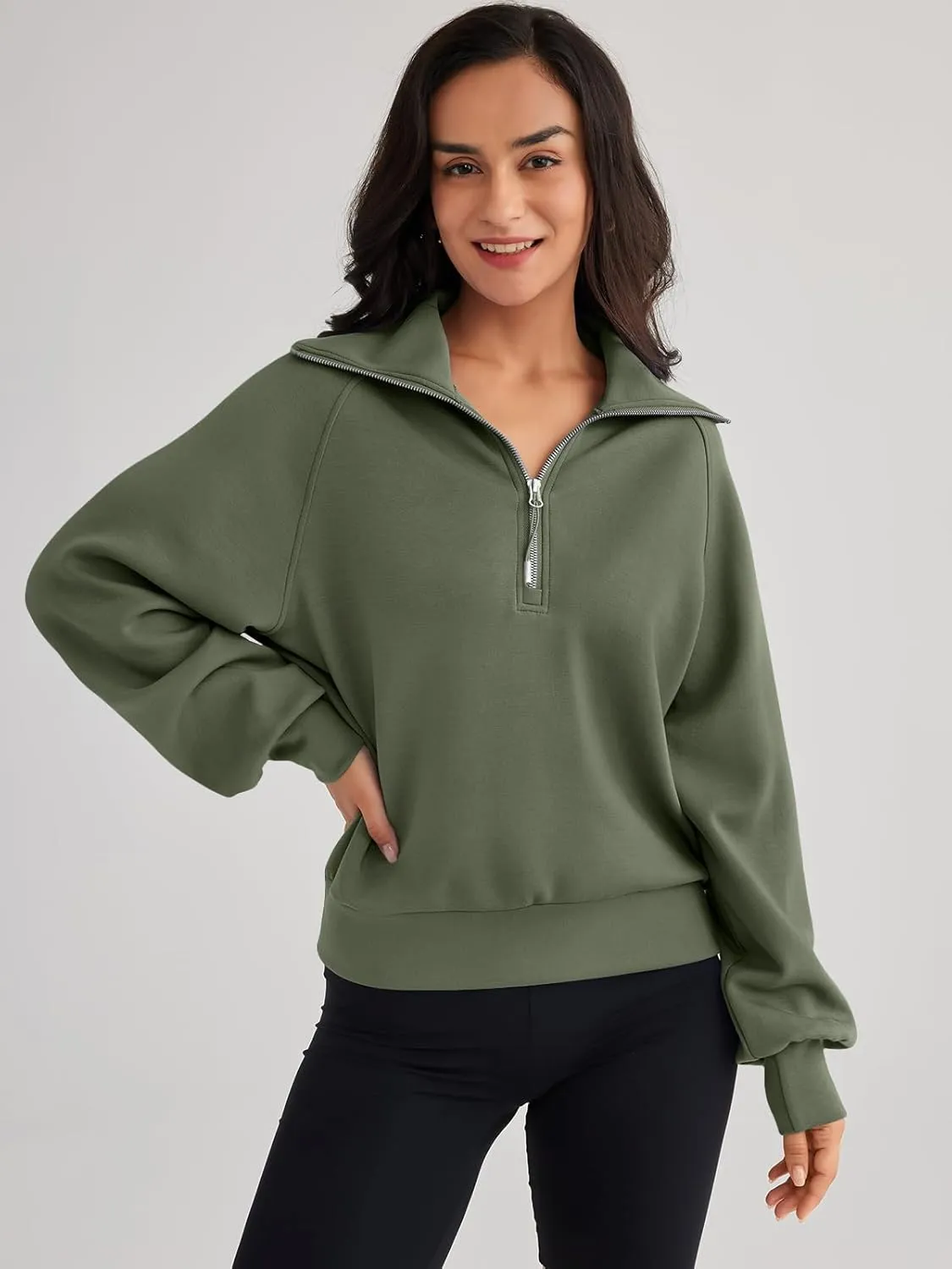 Trendy Queen Womens Oversized Sweatshirts Half Zip Pullover Long Sleeve Quarter Zip Hoodies Teen Girls Fall Y2K Clothes