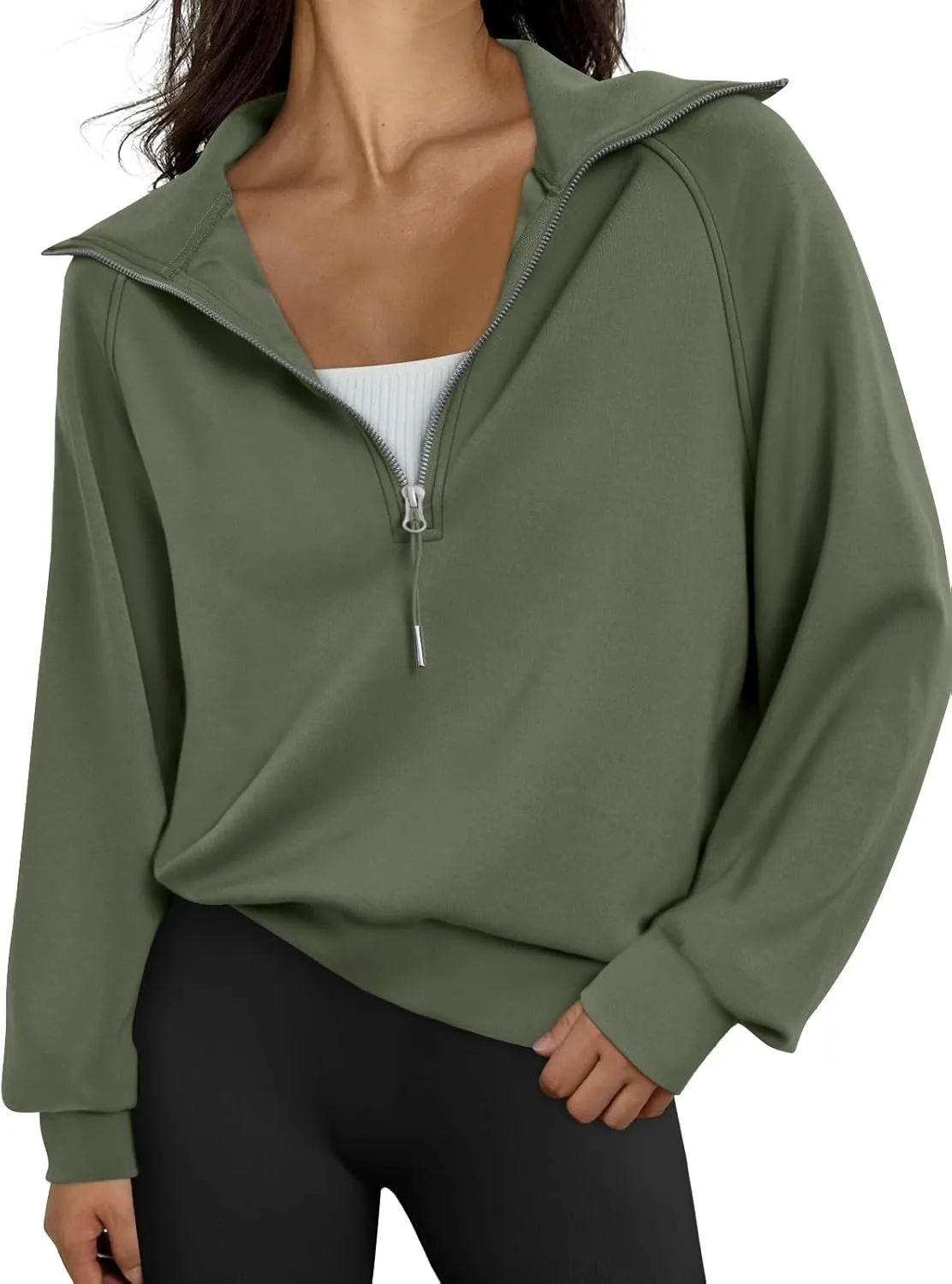 Trendy Queen Womens Oversized Sweatshirts Half Zip Pullover Long Sleeve Quarter Zip Hoodies Teen Girls Fall Y2K Clothes