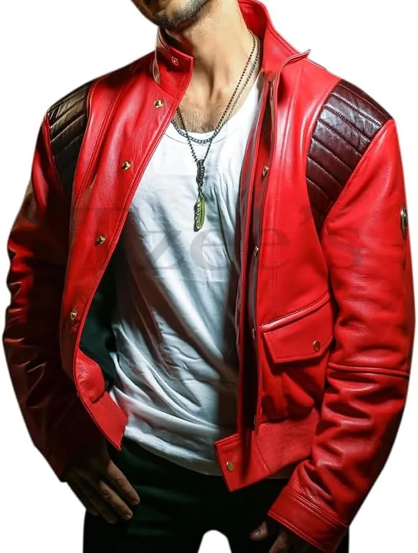 Tzee's Akira Leather Jacket Men | Akira Kaneda Bomber Jacket | Akira Pill Jacket Red Faux Leather Capsule only