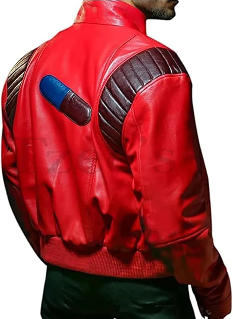 Tzee's Akira Leather Jacket Men | Akira Kaneda Bomber Jacket | Akira Pill Jacket Red Faux Leather Capsule only