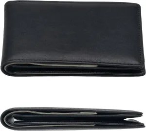 Ultra-Thin Folding Leather Wallet for Men, Slim Brief Credit Card Men's Minimalist Wallet(BLACK)