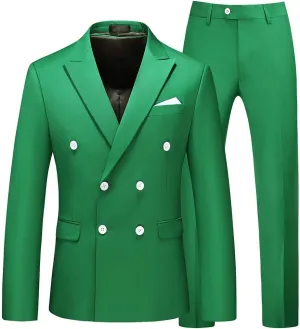 UNINUKOO Mens Suits 2 Piece Double Breasted Tuxedo Suit Slim Fit Wedding Party Dress Formal Suits for Men