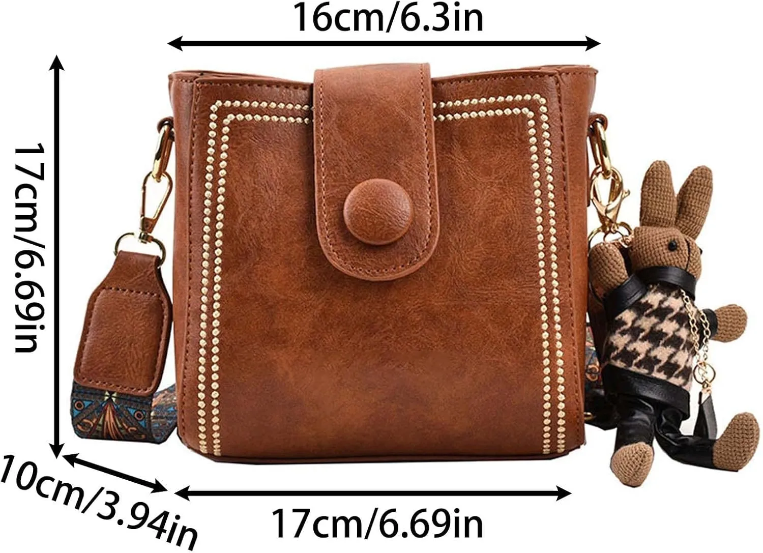 Vintage Fashion Bag with Adjustable Wider Shoulder Strap, womens elegant minimalist handbag trendy vintage bucket bag