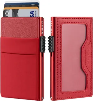 VULKIT Minimalist Wallet with ID Window & EDC Pocket Pop Up Card Holder RFID Blocking Slim Wallet Design for Airtag Cash Coins & Credit Cards