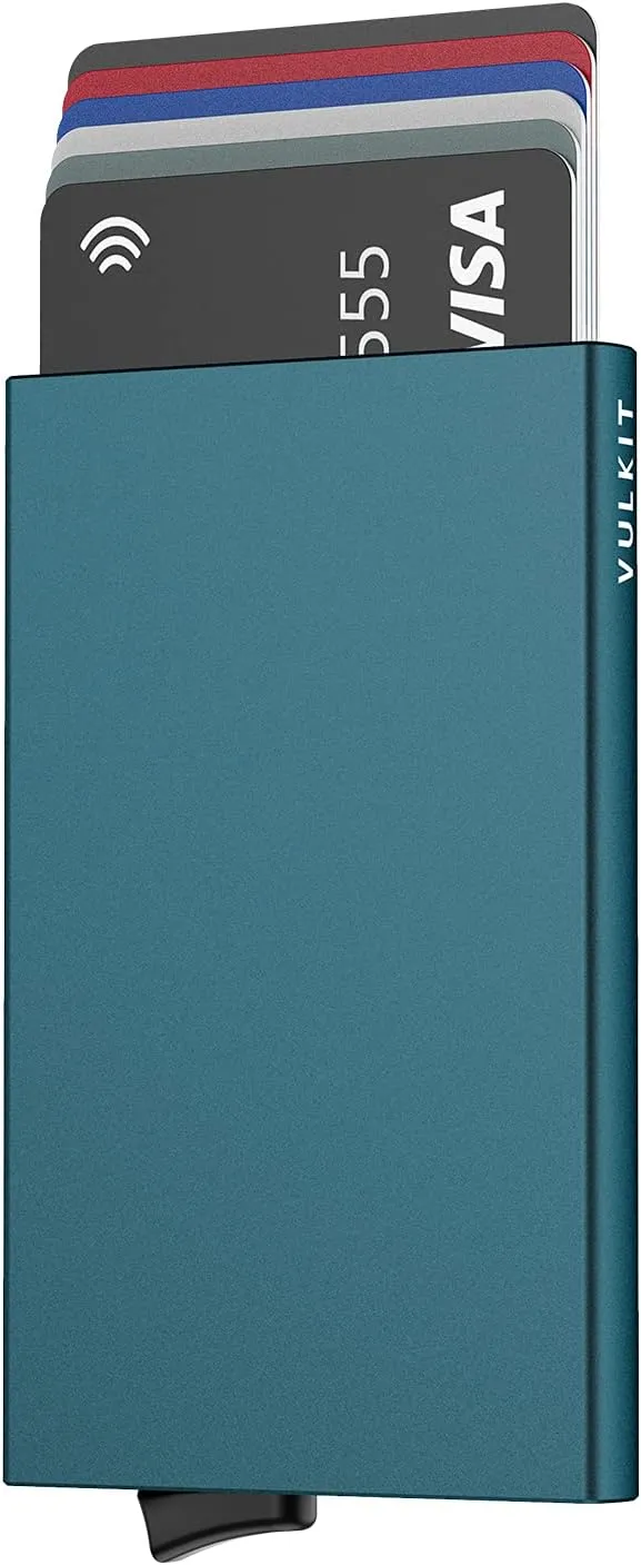 VULKIT Pop Up Wallet, Slim Minimalist Credit Card Holder For Men and Women RFID Blocking Mini Metal Case