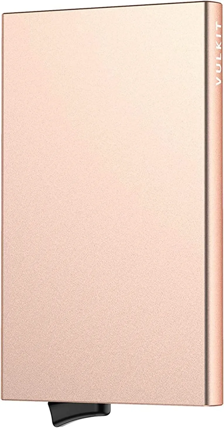 VULKIT Pop Up Wallet, Slim Minimalist Credit Card Holder For Men and Women RFID Blocking Mini Metal Case