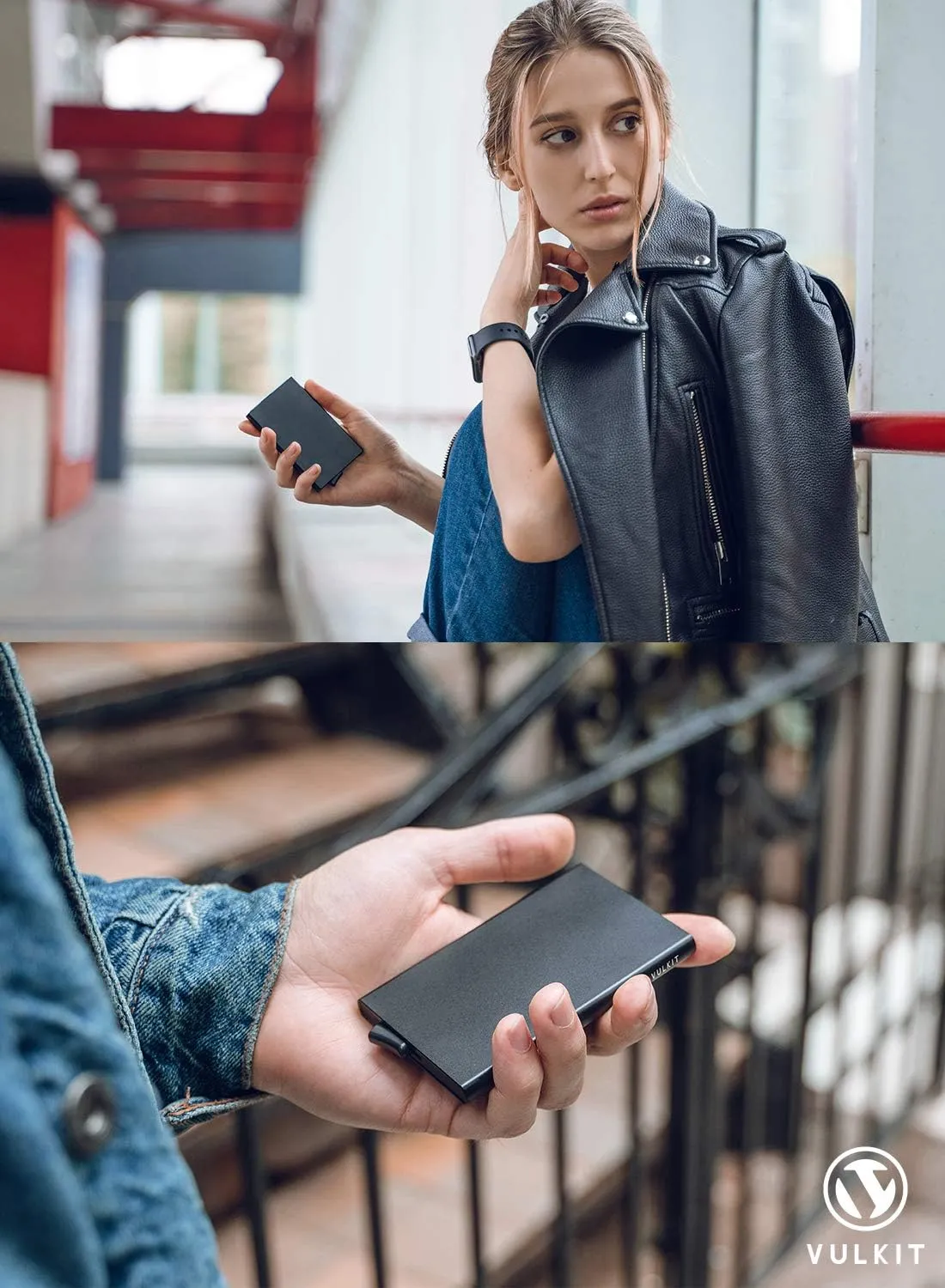 VULKIT Pop Up Wallet, Slim Minimalist Credit Card Holder For Men and Women RFID Blocking Mini Metal Case