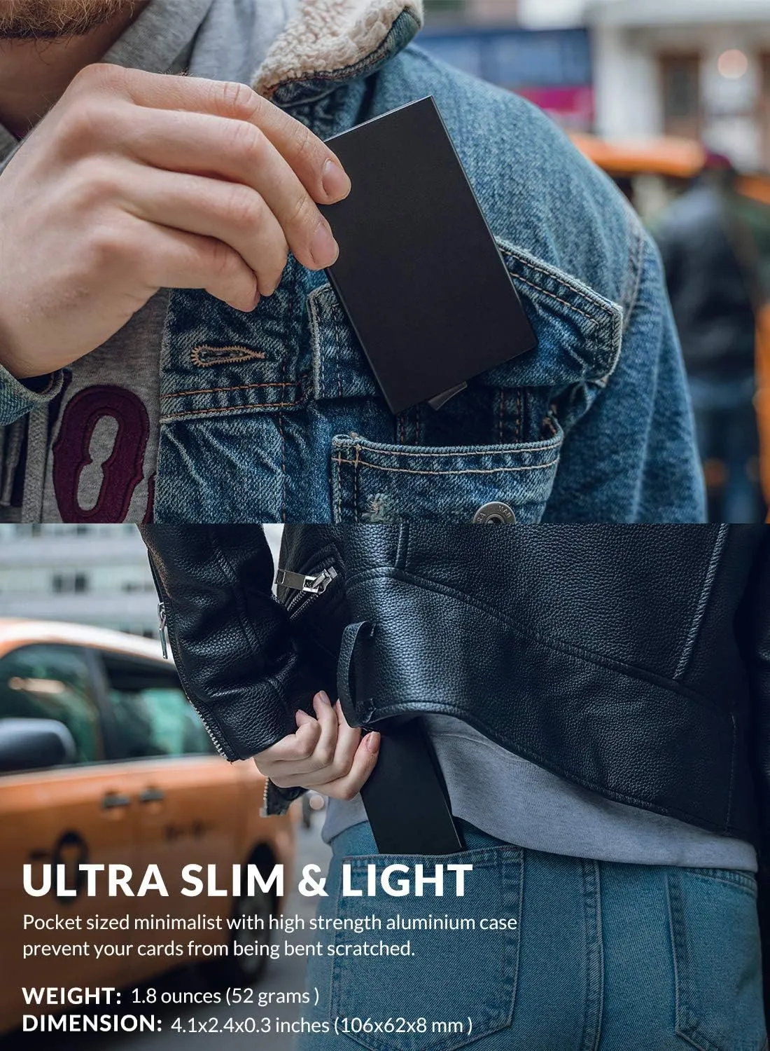 VULKIT Pop Up Wallet, Slim Minimalist Credit Card Holder For Men and Women RFID Blocking Mini Metal Case