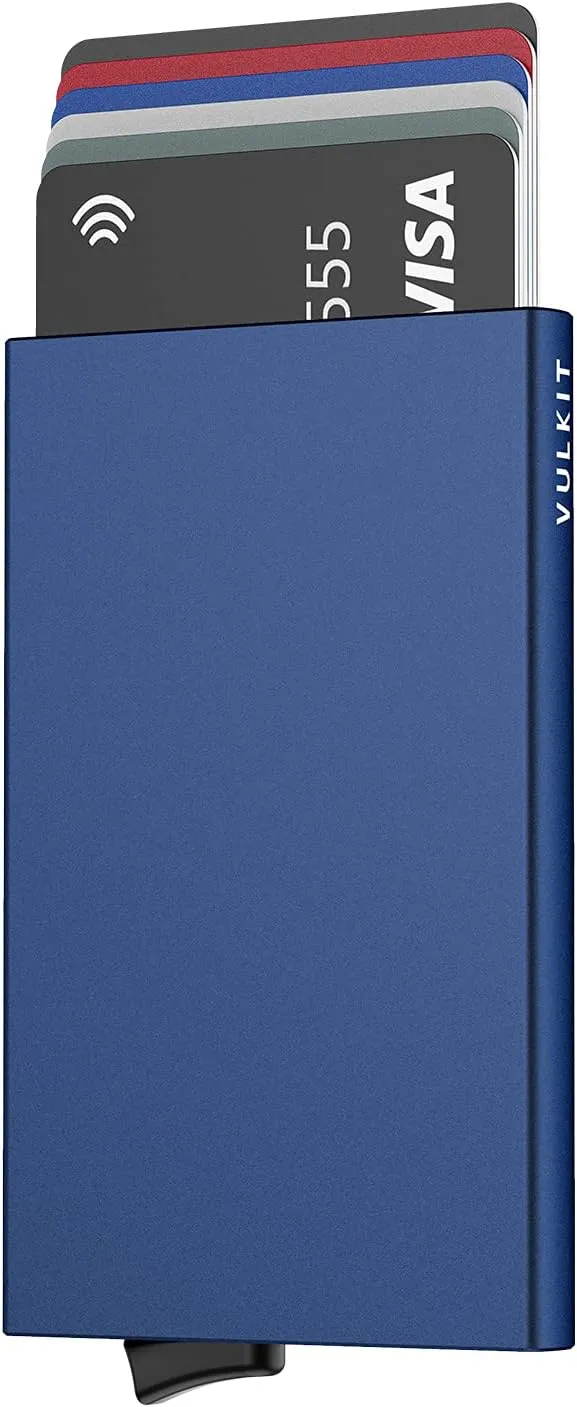 VULKIT Pop Up Wallet, Slim Minimalist Credit Card Holder For Men and Women RFID Blocking Mini Metal Case