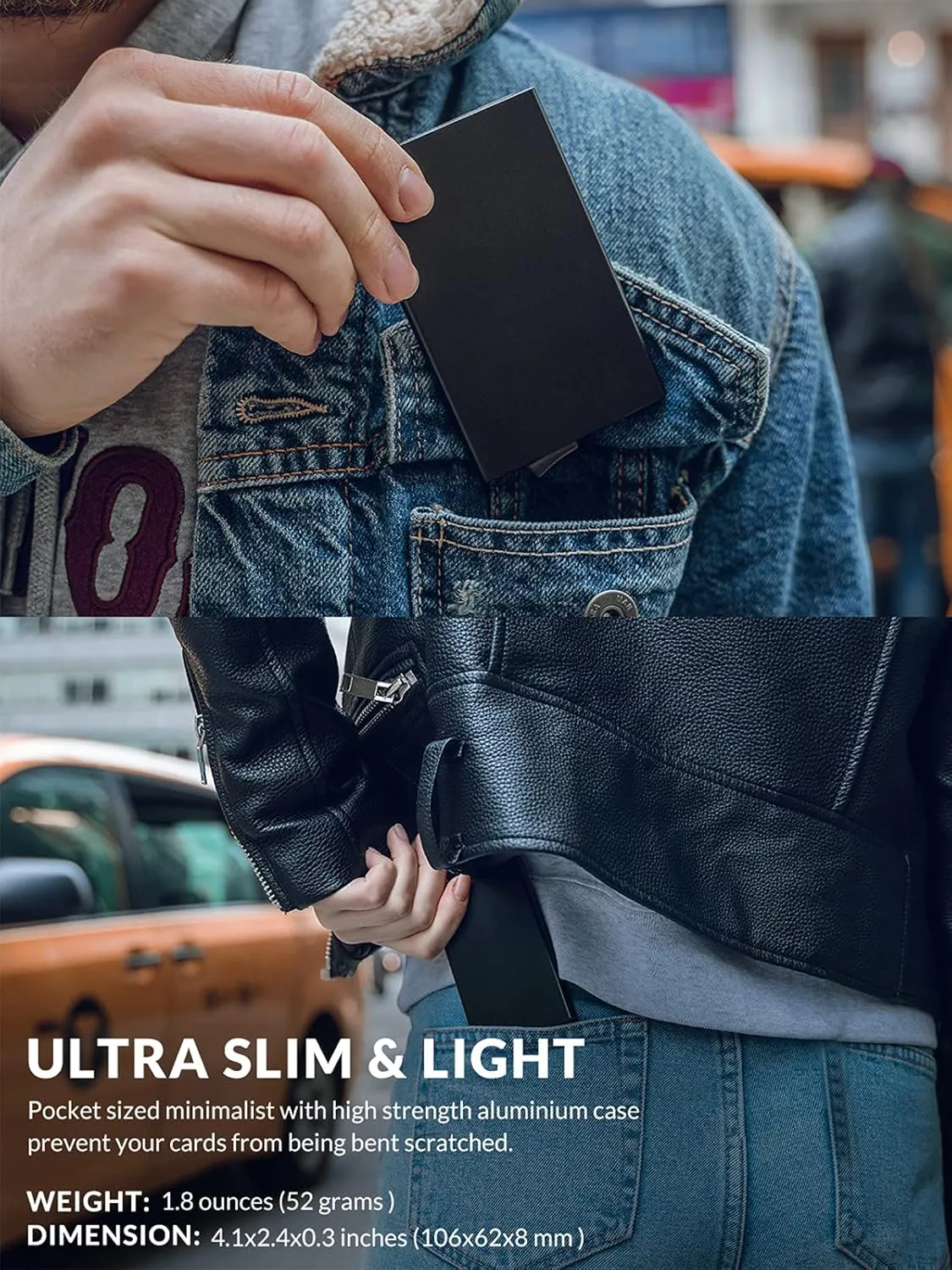VULKIT Pop Up Wallet, Slim Minimalist Credit Card Holder For Men and Women RFID Blocking Mini Metal Case