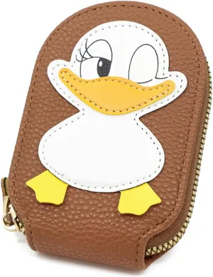 Wallet Card Holder, RFID Blocking Purse,Cute Duck Small Minimalist Leather Credit for Women, Girls, Ladies (Brown)