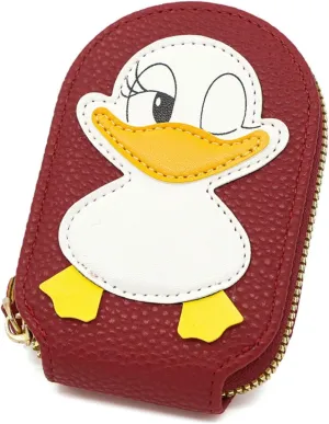 Wallet Card Holder, RFID Blocking Purse,Cute Duck Small Minimalist Leather Credit for Women, Girls, Ladies (Red)