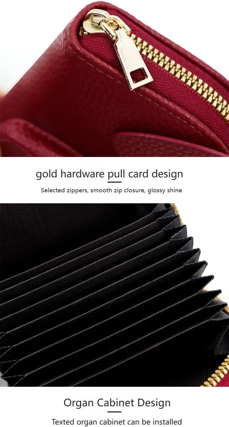 Wallet Card Holder, RFID Blocking Purse,Cute Elephant Small Minimalist Leather Credit for Women, Girls, Ladies (Black)