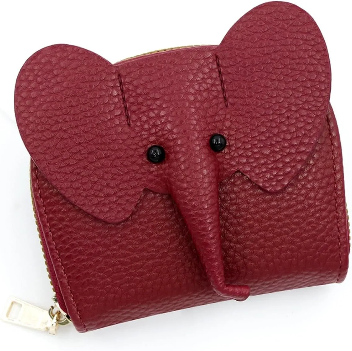 Wallet Card Holder, RFID Blocking Purse,Cute Elephant Small Minimalist Leather Credit for Women, Girls, Ladies (Red)