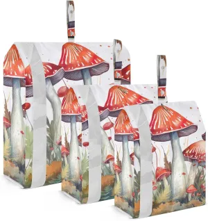 Watercolor Red Mushrooms Packing Cubes for Travel 3 Set Compression Packing Cube Luggage Organizers for Suitcases
