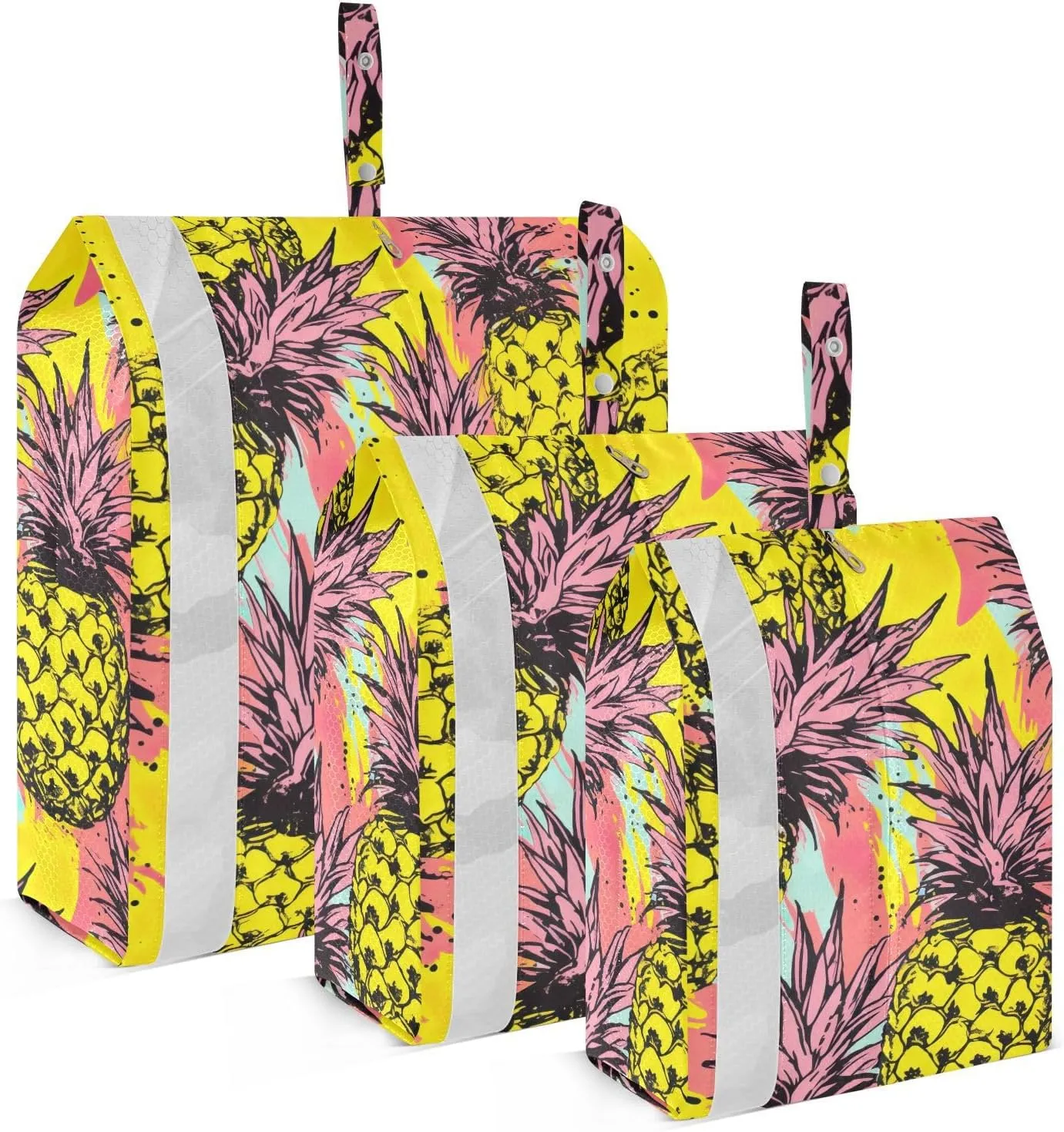 Watercolor Yellow Pineapple Packing Cubes for Travel 3 Set Compression Packing Cube Luggage Bags for Packing Compression