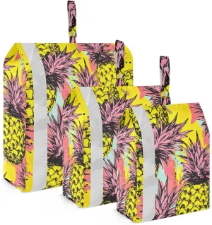Watercolor Yellow Pineapple Packing Cubes for Travel 3 Set Compression Packing Cube Luggage Bags for Packing Compression