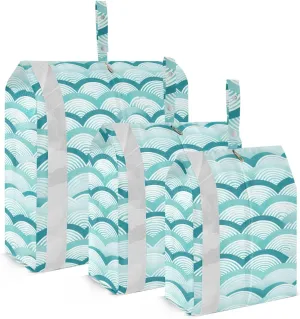 Wave Blue Ocean Packing Cubes for Travel 3 Set Compression Travel Bags Suitcase Organizer Bags Set for Carry On