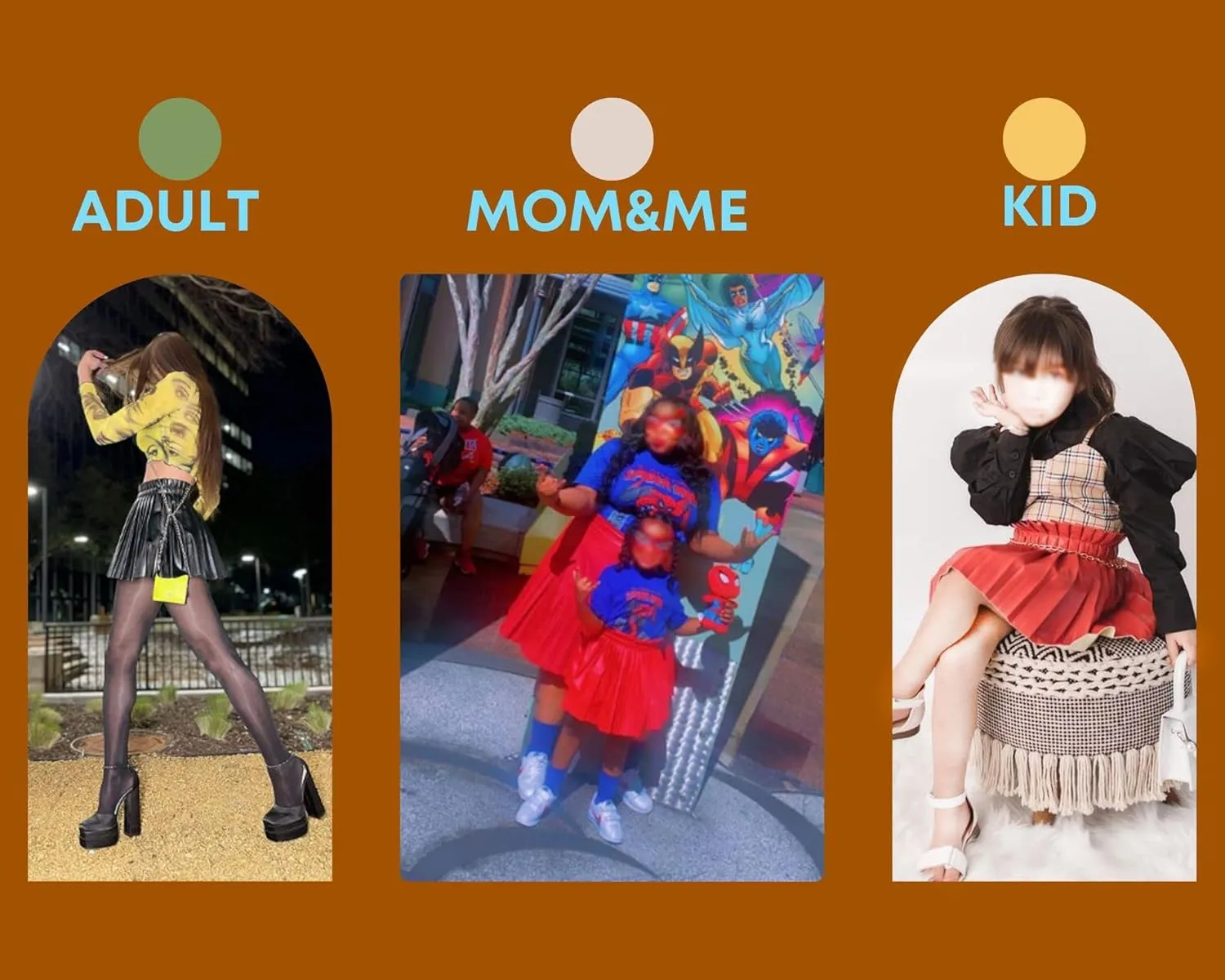 WELAKEN Pu Leather Skirts for Girls Kids & Teen & Toddler & Women Faux Leather Pleated Skirts