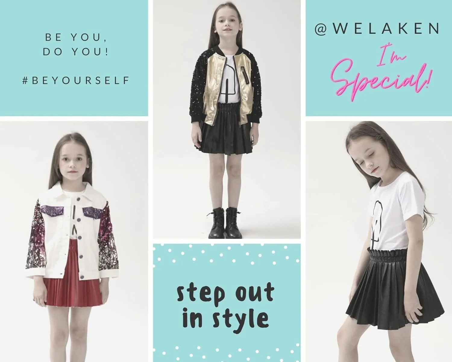 WELAKEN Pu Leather Skirts for Girls Kids & Teen & Toddler & Women Faux Leather Pleated Skirts