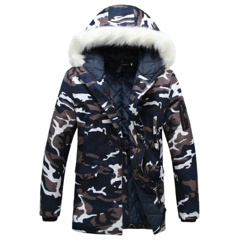 Winter Mens Military Camouflage Hooded Jacket Parka Overcoat