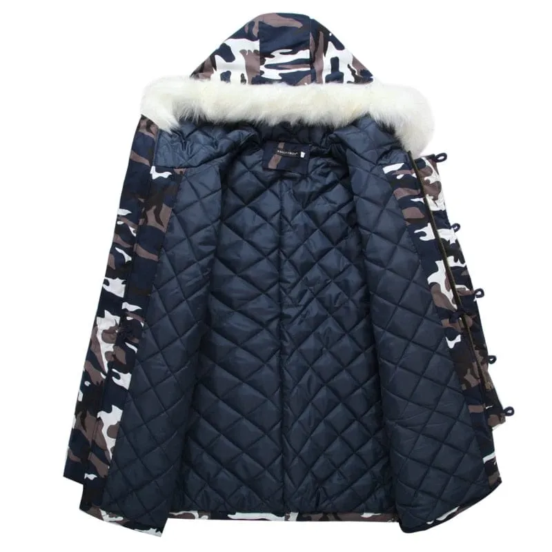 Winter Mens Military Camouflage Hooded Jacket Parka Overcoat