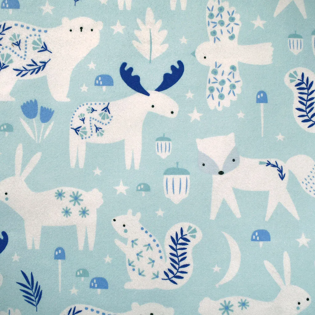 Winter Night Arctic Critters Cotton Flannel Mist