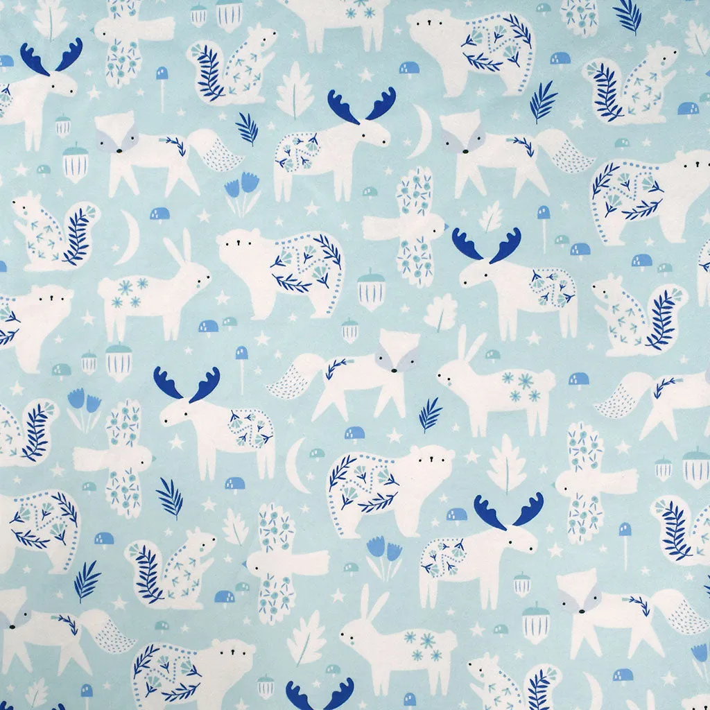 Winter Night Arctic Critters Cotton Flannel Mist