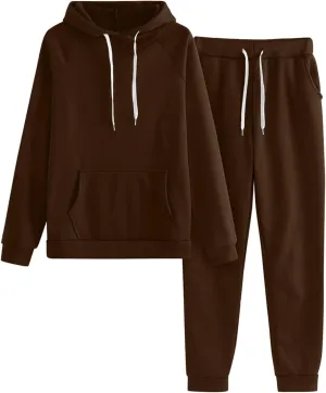 Women 2 Piece Outfits Sweatsuit Long Sleeve Crewneck Drawstring Tracksuit Pullover and Wide Leg Pants