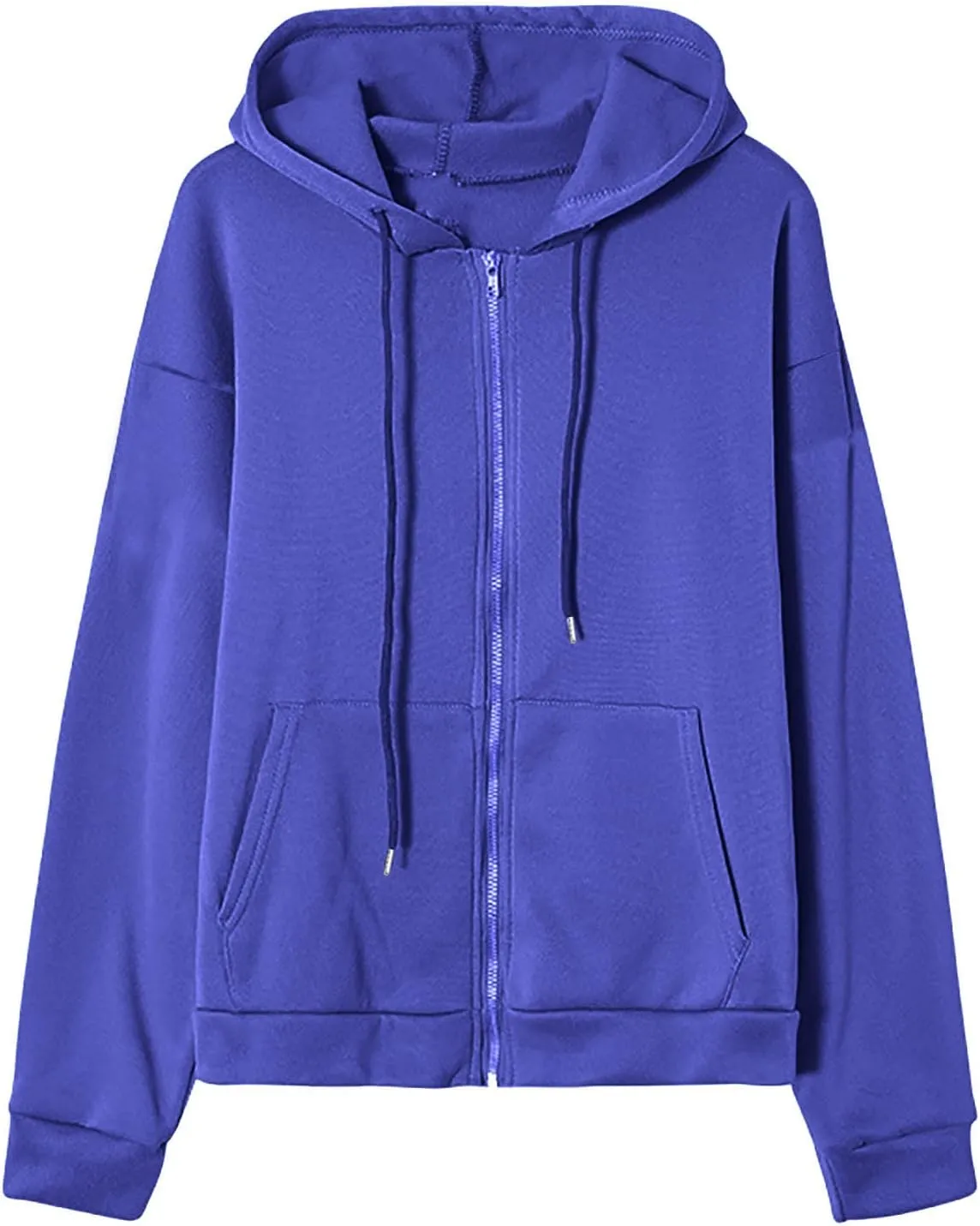 Women 2023 Sweatshirt Jackets Casual Long Sleeve Hoodies Full Zip Solid Cardigan Coats Outerwear with Pockets