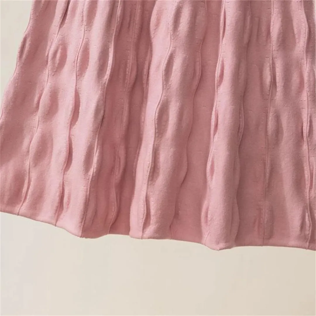 Women Knitted Long Skirt Autumn Winter Korean Folds A Line High Waist Pleated Midi Skirt